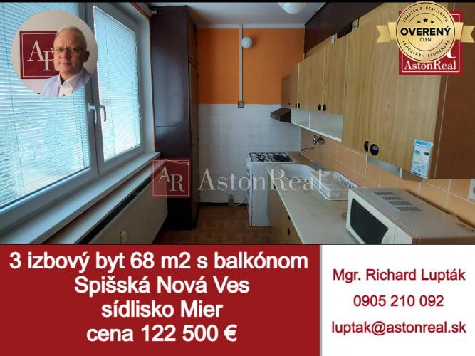 Reality AstonReal: predaj 3i byt 68 m2 s balkónom - Spišská Nová Ves - Mier