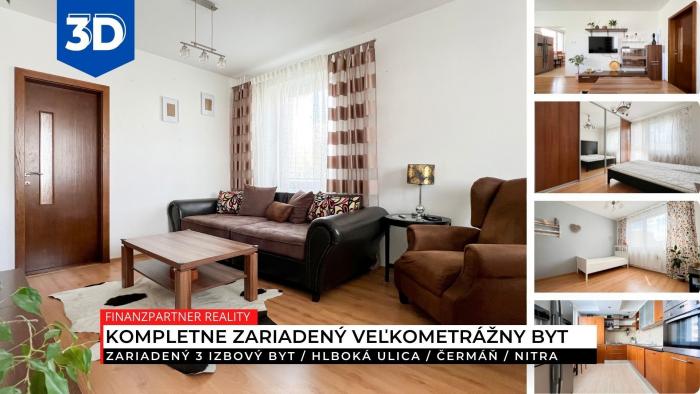 Reality Prenájom - zariadený 3 izbový byt, Hlboká, Nitra
