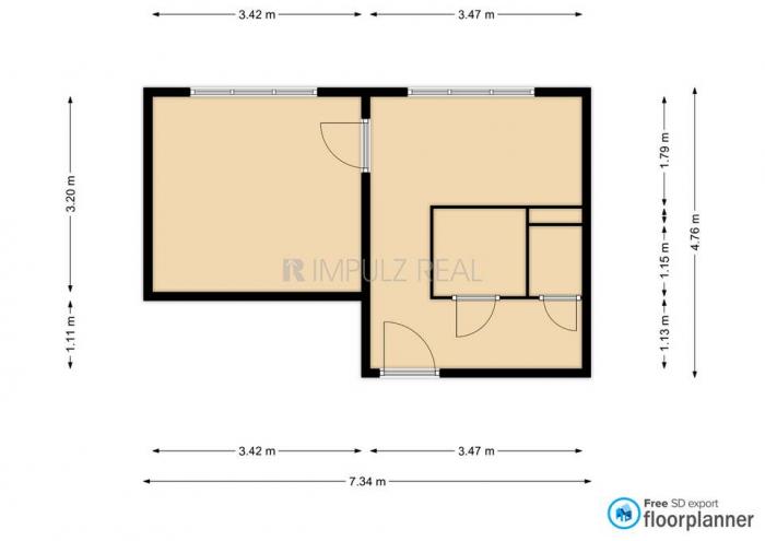 Reality 1 izbový byt,  OV, 28m2, Terasa, Popradská, tichá strana